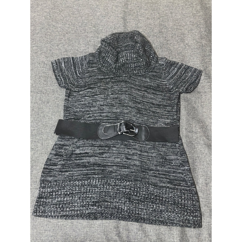 Elementz Women 2X Sweater Tunic Black Metallic Space Dye Belted MSVU0469